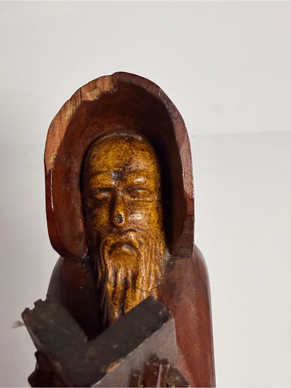 Vintage Hand Carved Wood Monk Bookends Pair Hooded Friars Reading Books 9.5” - Picture 7 of 16